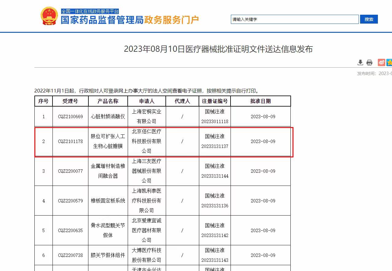 北京Stake医疗科技股份有限公司关于自愿披露创新Stake“限位可扩张人工生物心脏瓣膜”获批注册的公告